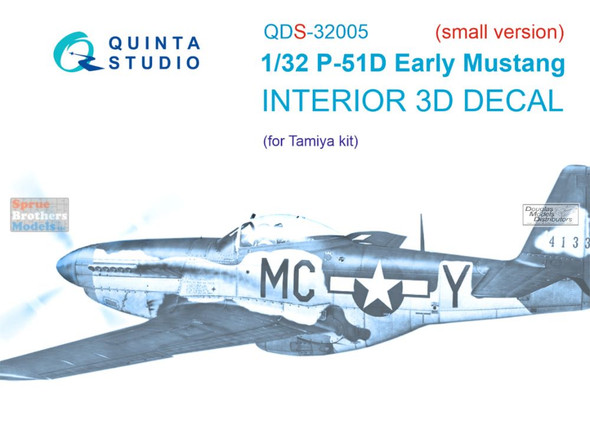 QTSQDS32005 1:32 Quinta Studio Interior 3D Decal - P-51D Mustang Early (TAM kit) Small Version