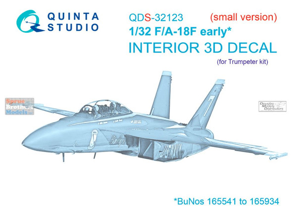 QTSQDS32123 1:32 Quinta Studio Interior 3D Decal - F-18F Super Hornet Early (TRP kit) Small Version