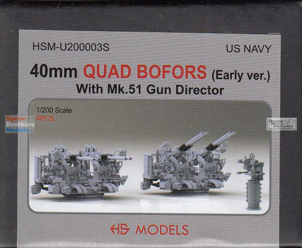 HSMU200003U 1:200 HS Models US Navy 40mm Quad Bofors (Early) with Mk.51 Gun Director