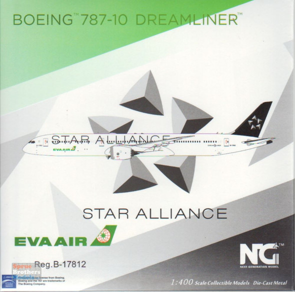 NGM56019 1:400 NG Model EVA Air B787-10 Reg #B-17812 'Star Alliance' (pre-painted/pre-built)