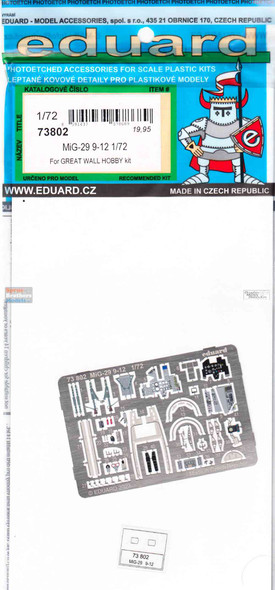 EDU73802 1:72 Eduard Color PE - MiG-29 9-12 Fulcrum Detail Set (GWH kit)