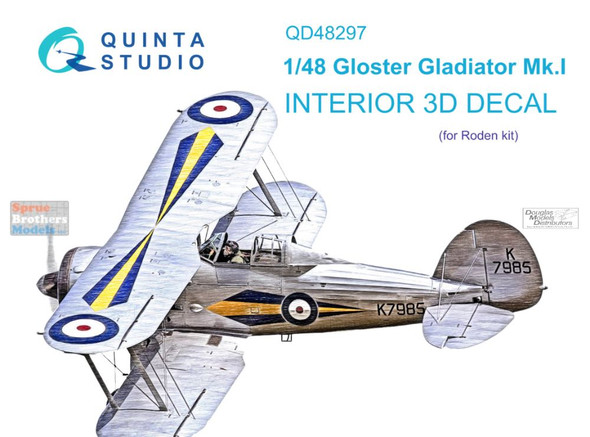 QTSQD48297 1:48 Quinta Studio Interior 3D Decal - Gladiator Mk.I (ROD kit)