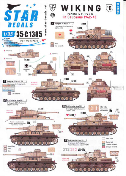 SRD35C1385 1:35 Star Decals - Wiking #6: Panzer IV F / F2 / G in Caucasus 1942-43