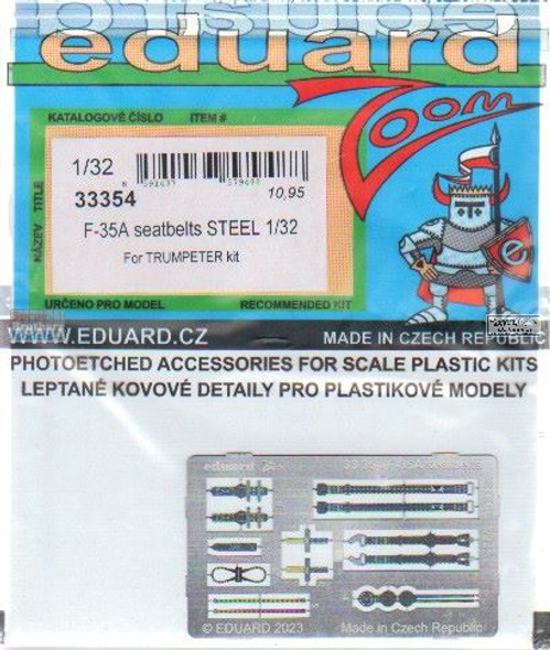 EDU33354 1:32 Eduard Color Zoom PE - F-35A Lightning II Seatbelts [STEEL] (TRP kit)