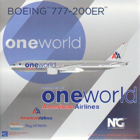 NGM72047 1:400 NG Model American Airlines B777-200ER Reg #N796AN 'One World' (pre-painted/pre-built)