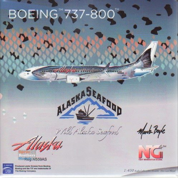 NGM58167 1:400 NG Model Alaska Airlines B737-800(S) Reg #N559AS 'Salmon Livery' (pre-painted/pre-built)