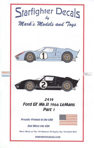 SFD02414 1:24 Starfighter Decals - Ford GT Mk.II Le Mans 1966 Part 1