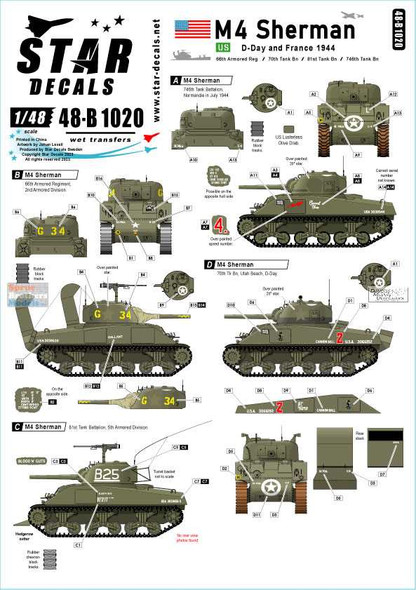 SRD48B1020 1:48 Star Decals - M4 Sherman: US D-Day and France 1944