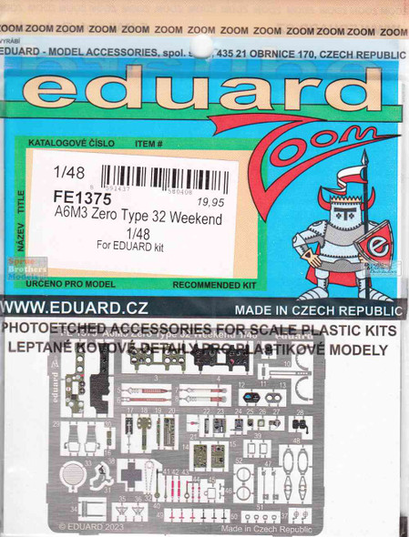 EDUFE1375 1:48 Eduard Color Zoom PE - A6M3 Zero Type 32 Weekend (EDU kit)