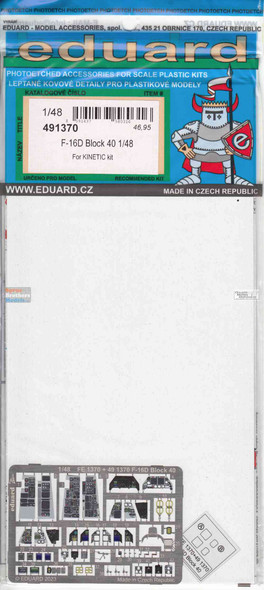 EDU491370 1:48 Eduard Color PE - F-16D Block 40 Falcon Detail Set (KIN kit)
