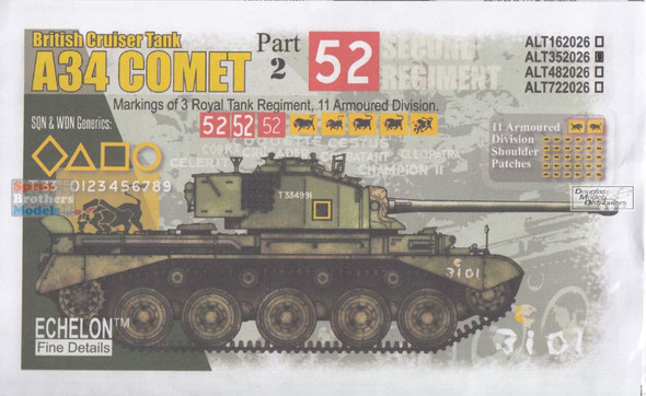 ECH352026 1:35 Echelon Decals - A34 Comet of 11th Armoured Division Pt 2