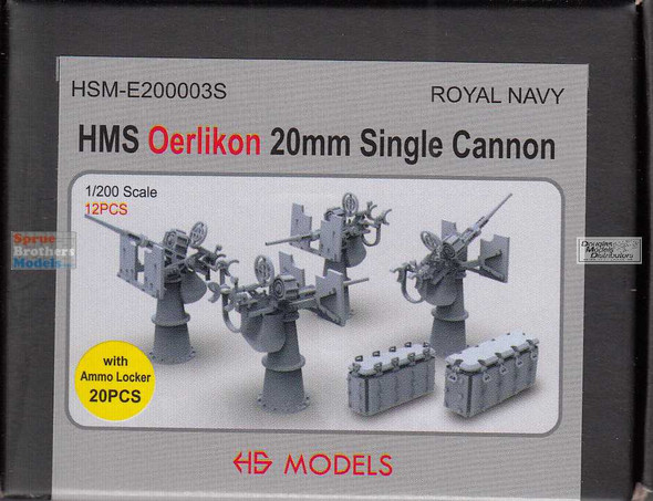 HSME200003E 1:200 HS Models HMS Oerlikon 20mm Single Cannon