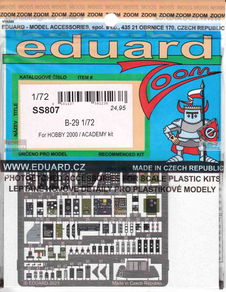 EDUSS807 1:72 Eduard Color Zoom PE - B-29 Superfortress (ACA/H2K kit)
