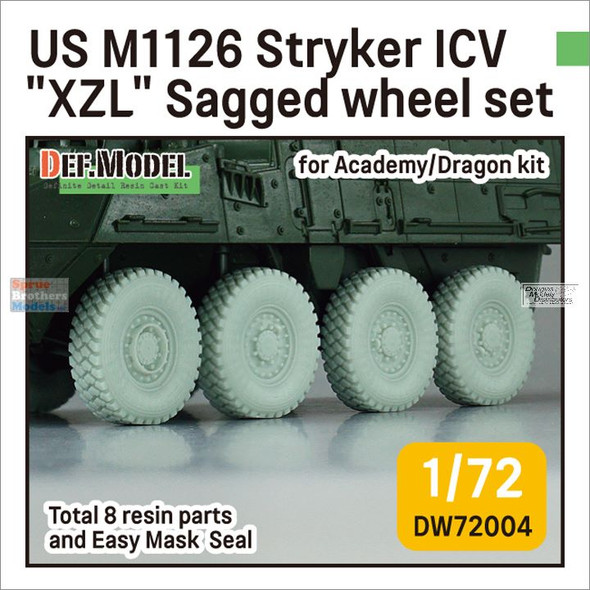 DEFDW72004 1:72 DEF Model M1126 Stryker ICV XZL Sagged Wheel Set (DRA kit)