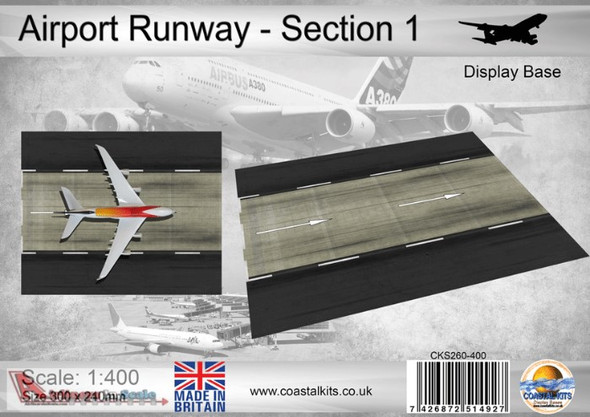 CKS0260-400 1:400 Coastal Kits Display Base - Airport Runway - Section 1