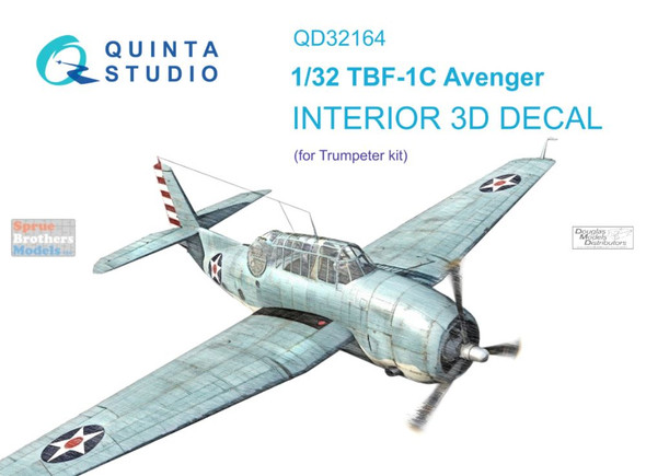 QTSQD32164 1:32 Quinta Studio Interior 3D Decal - TBF-1C Avenger (TRP kit)