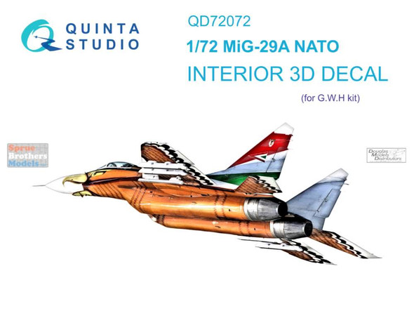 QTSQD72072 1:72 Quinta Studio Interior 3D Decal - MiG-29A Fulcrum NATO (GWH kit)