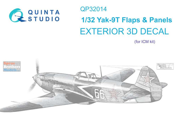 QTSQP32014 1:32 Quinta Studio Interior 3D Decal - Yak-9T Flaps & Panels (ICM kit)