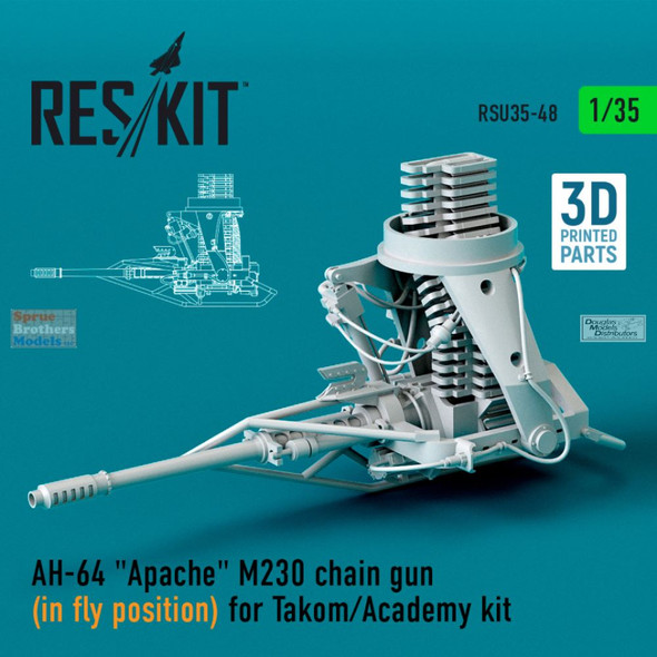 RESRSU350048U 1:35 ResKit AH-64 Apache M230 Chain Gun in Fly Postion (TAK/ACA kit)