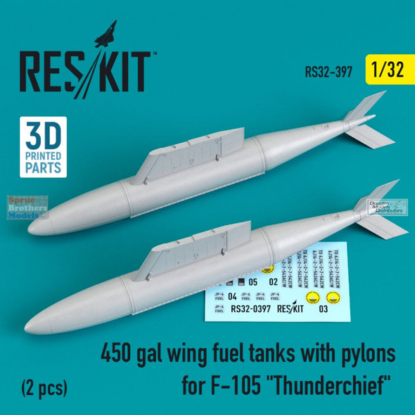 RESRS320397 1:32 ResKit F-105 Thunderchief 450-gallon Wing Fuel Tanks with Pylons