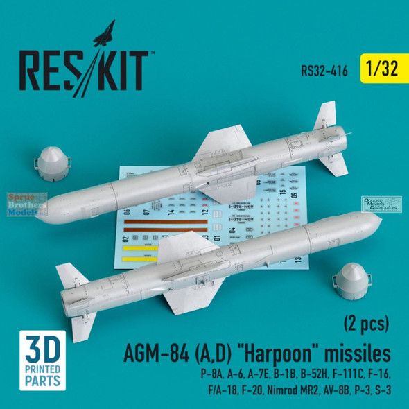 RESRS320416 1:32 ResKit AGM-84A AGM-84D Harpoon Missiles Set