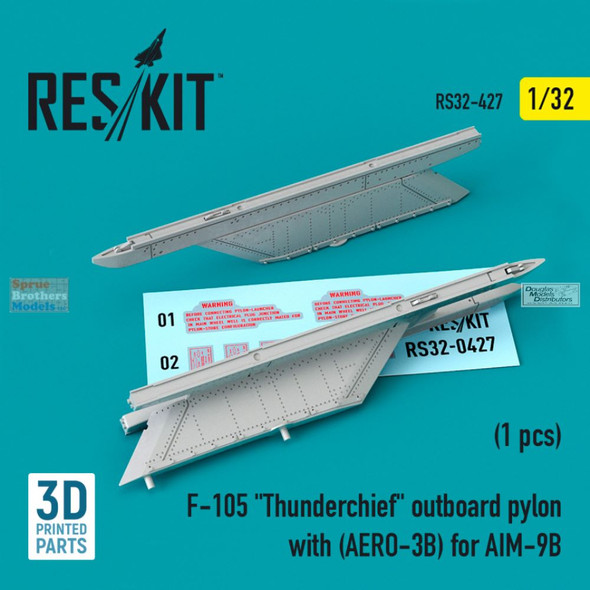 RESRS320427 1:32 ResKit AERO-3B Outboard AIM-9B Pylon for F-105 Thunderchief