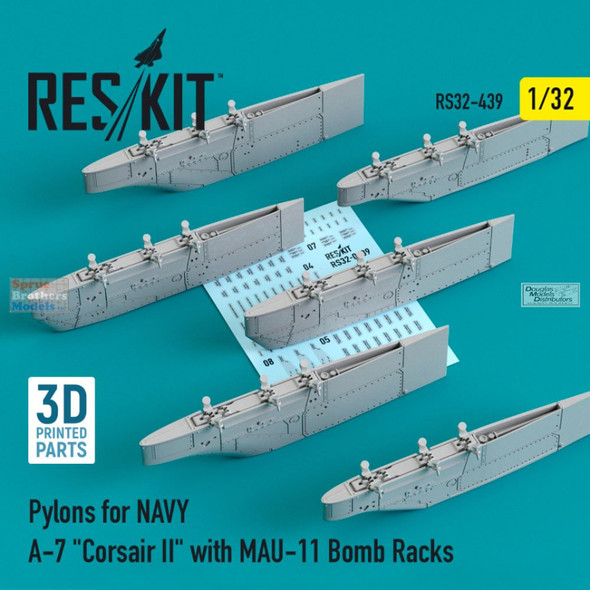 RESRS320439 1:32 ResKit A-7 Corsair II Navy Pylons with MAU-11 Bomb Racks