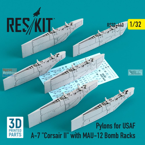 RESRS320440 1:32 ResKit A-7 Corsair II USAF Pylons with MAU-12 Bomb Racks