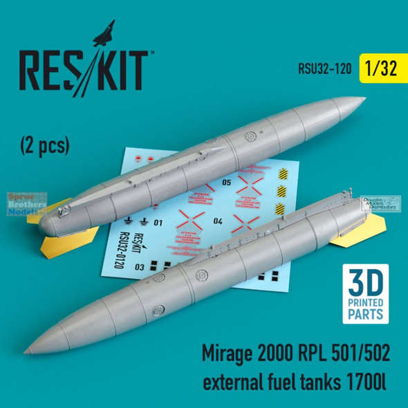 RESRSU320120U 1:32 ResKit Mirage 2000 RPL 501/502 External Fuel Tanks 1700L