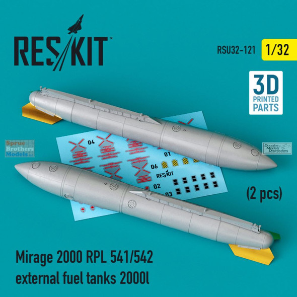 RESRSU320121U 1:32 ResKit Mirage 2000 RPL 541/542 External Fuel Tanks 2000L