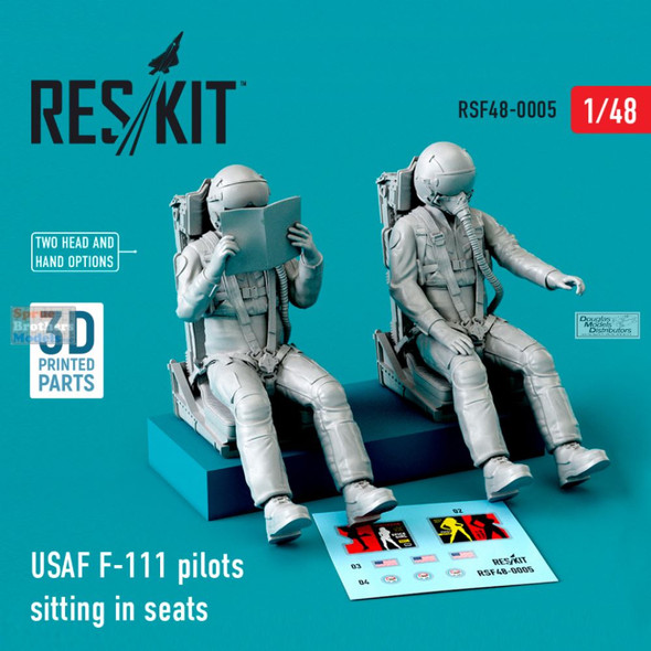 RESRSF480005F 1:48 ResKit USAF F-111 Aardvark Pilots Sitting in Seats