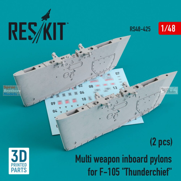 RESRS480425 1:48 ResKit F-105 Thunderchief Multi-Weapon Inboard Pylons