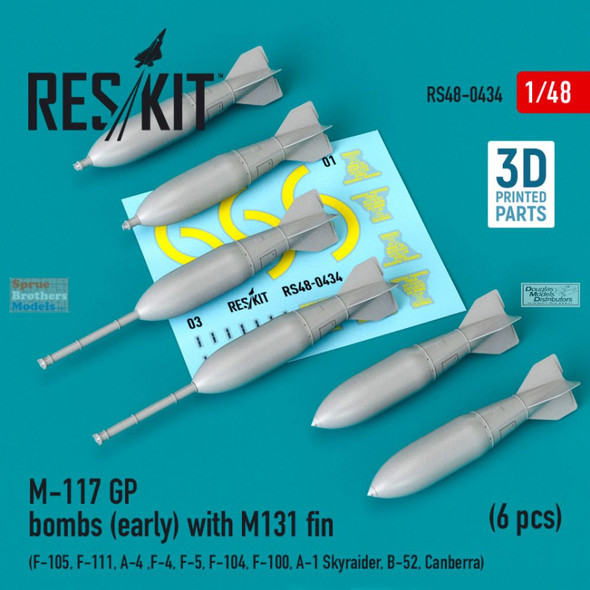 RESRS480434 1:48 ResKit M-117R GP Bombs Early with M131 Fin
