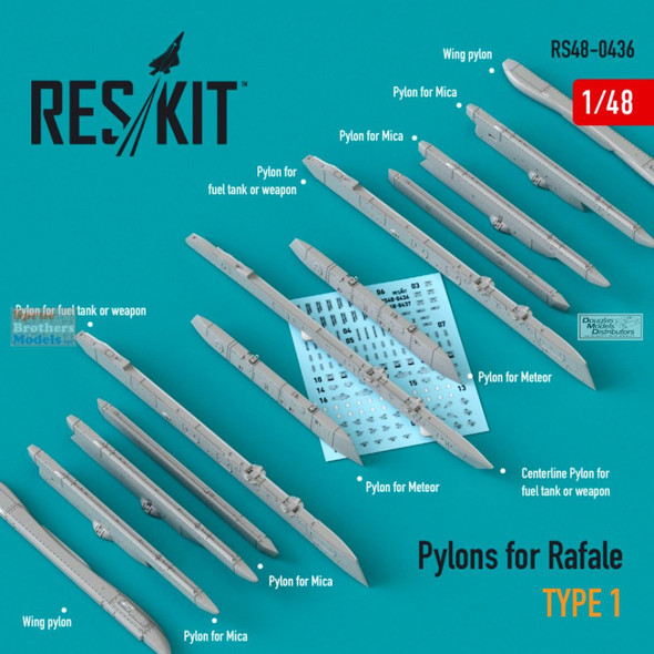 RESRS480436 1:48 ResKit Pylons for Rafale Type 1