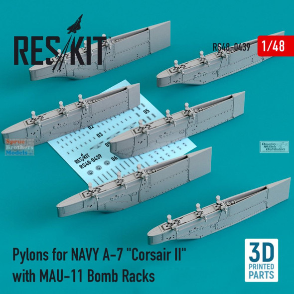 RESRS480439 1:48 ResKit Pylons with MAU-11 Bomb Racks for Navy A-7 Corsair II