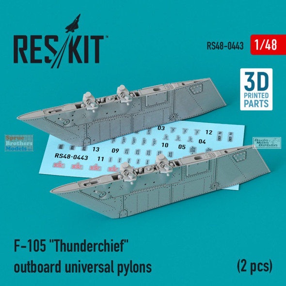 RESRS480443 1:48 ResKit F-105 Thunderchief Outboard Universal Pylons