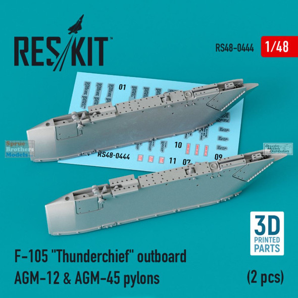 RESRS480444 1:48 ResKit F-105 Thunderchief Outboard Pylons for AGM-12 & AGM-45