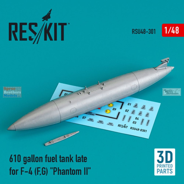RESRSU480301U 1:48 ResKit 610-gal Fuel Tank Late for F-4F F-4G Phantom II