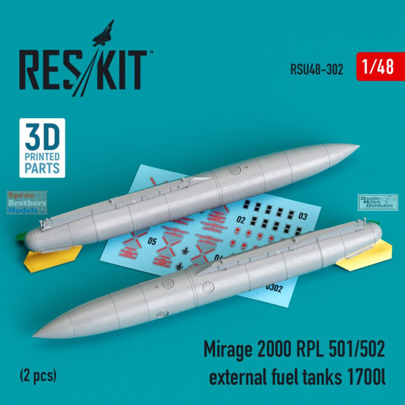 RESRSU480302U 1:48 ResKit Mirage 2000 RPL 501/502 External Fuel Tanks 1700L