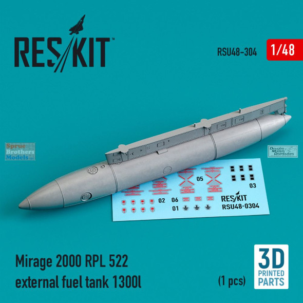 RESRSU480304U 1:48 ResKit Mirage 2000 RPL 522 External Fuel Tank 1300L