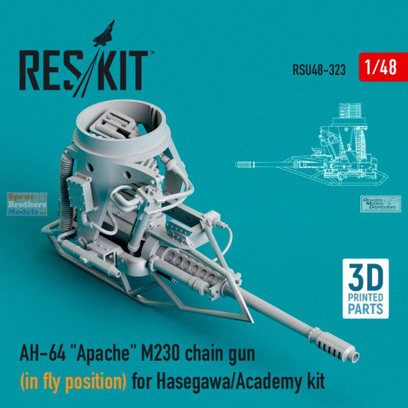 RESRSU480323U 1:48 ResKit AH-64 Apache M230 Chain Gun in Fly Position (HAS/ACA kit)