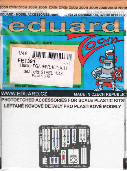 EDUFE1391 1:48 Eduard Color Zoom PE - Hunter FGA.9/FR.10/GA.11 Seatbelts [STEEL] (AFX kit)