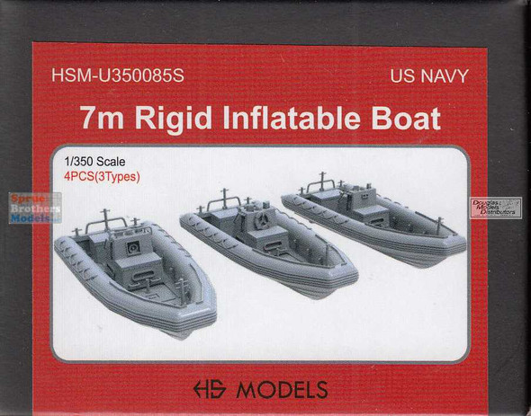 HSMU350085U 1:350 HS Models US Navy 7m Rigid Inflatable Boat Set
