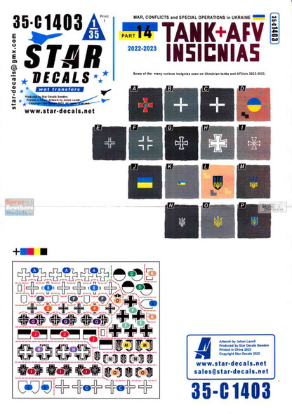 SRD35C1403 1:35 Star Decals - War in Ukraine #14: Ukrainian Tanks and AFV Insignias