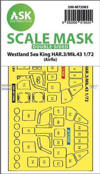 ASKM72083 1:72 ASK/Art Scale Double Sided Mask - Westland Sea King HAR.3/Mk.43 (AFX kit)