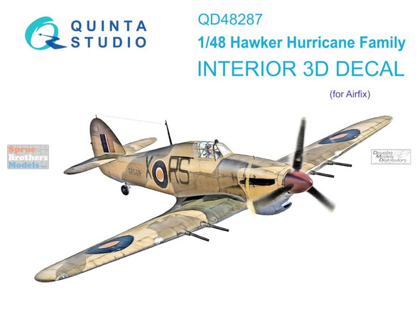 QTSQD48287 1:48 Quinta Studio Interior 3D Decal - Hawker Hurricane Family (AFX kit)