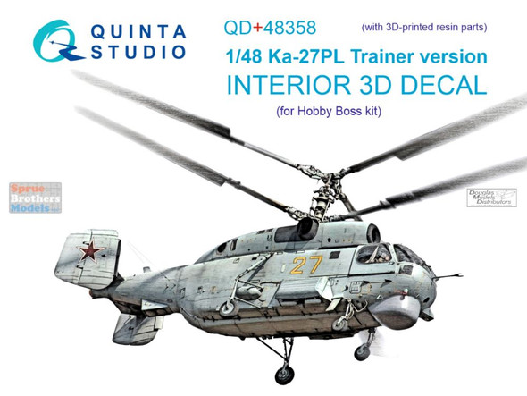 QTSQD48358R 1:48 Quinta Studio Interior 3D Decal - Ka-27PL Helix Trainer Version with Resin Parts (HBS kit)