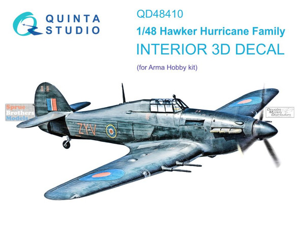 QTSQD48410 1:48 Quinta Studio Interior 3D Decal - Hawker Hurricane Family (ARM kit)
