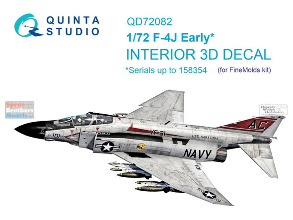 QTSQD72082 1:72 Quinta Studio Interior 3D Decal - F-4J Phantom II Early (FNM kit)