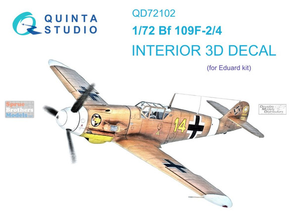 QTSQD72102 1:72 Quinta Studio Interior 3D Decal - Bf109F-2 Bf109F-4 (EDU kit)